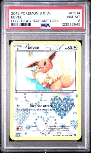 2013 POKEMON B&W LEGEND TREASURES RADIANT COLLECTION #RC14 EEVEE PSA 8