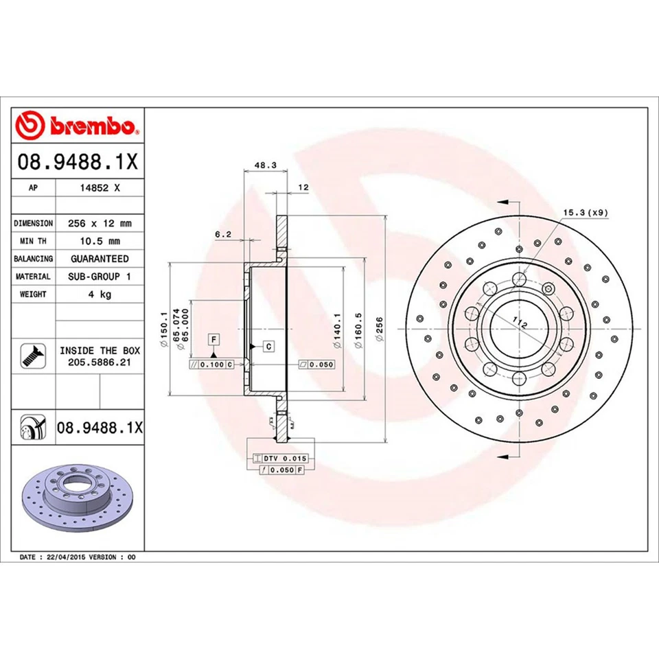 6 Front Rear Disc Brake Pad Set Disc Brake Rotor for Volkswagen Rabbit 2006-2009 - Image 2 of 4