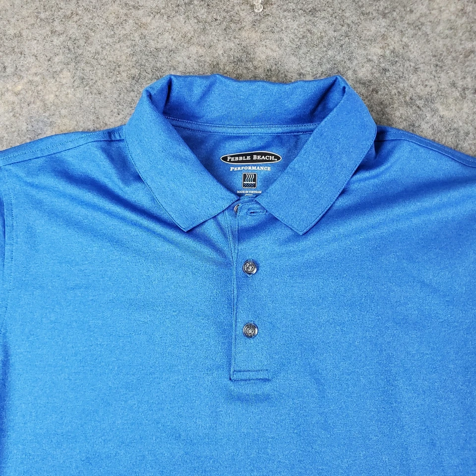 Pebble Beach рубашка-поло мужской большой синий воротник 1/4 кнопка длинным рукавом эластичной - Изображение 2 из 4
