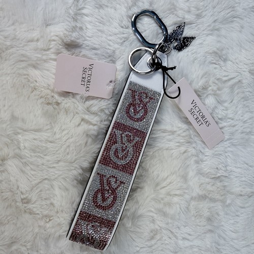 Victoria’s Secret Muñequera Llavero Correa Dije Brillo Blanco Monograma Logo Nuevo con Etiquetas - Imagen 4 de 7