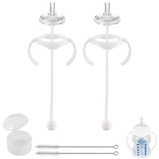 Sippy Straw Cup Conversion Kit for Dr Browns Wide-Neck Baby Bottles, Spill-Pr...