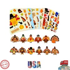 Kids Thanksgiving Sticker Set: 36 Sheets for DIY Turkey Crafts Party Favors