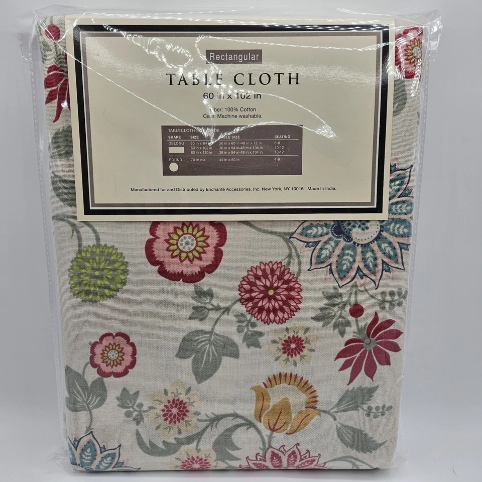 Raymond Waites Floral Tablecloth 60x102 Rectangular 100% Cotton Seats 10-12 New - Image 3 of 4