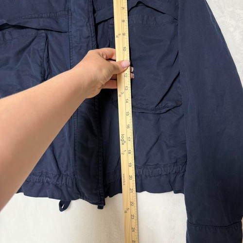 Caslon Crop Utility Jacket Womens Size M Navy Front Zip Snap Placket Cuff - Picture 5 of 8
