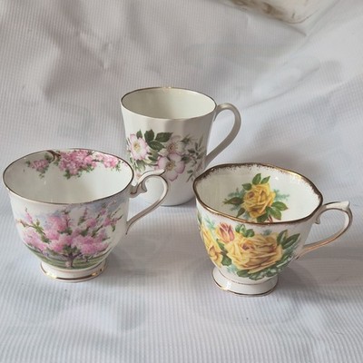 group of Orphaned  Royal Albert Bone China Floral Decorated tea Cups - 3
