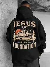 Jesus Is My Foundation Hoodie Christian Faith Mountain Pullover Gift