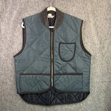 Vintage WearGuard Men's Quilted Insulated Work Vest Large Navy Blue
