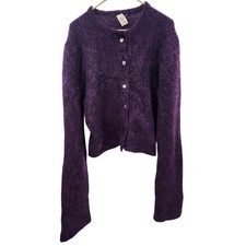 Vintage Made In Italy Superkid Mohair Extra Fine Wool Cardigan Purple Oversized