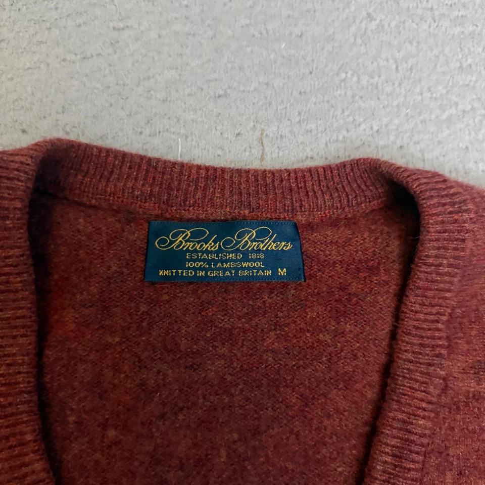 Suéter Brooks Brothers Para Hombre Talla Mediana Naranja Pullover Lana Gran Bretaña Foto 2 de 4