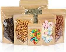 Clear Front Resealable Food Storage Pouches 100PCS 3.5"x5.5" Paper Bags