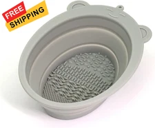Collapsible Shaving Bowl - Silicone Rubber Multi Purpose Regular, Gray 