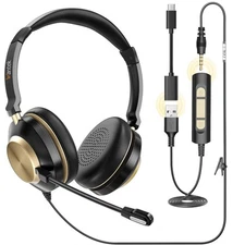 Wantek Upgrade Headset USB -C 3.5mm Binaural with New Noise Canceling