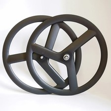 Set ruote bici 700C 3 razze carbonio strada/pista larghezza 23 mm clincher bici