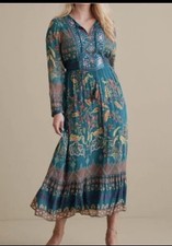 Soft Surroundings Mirapani Dress In Ayaletta Blue Boho Size 3X Festival Artsy