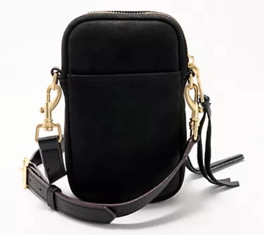 NUEVO Bolso Bandolera de Cuero Aimee Kestenberg STARSTRUCK para Teléfono Negro Dorado Precio de venta sugerido por el fabricante $168 Foto 2 de 4