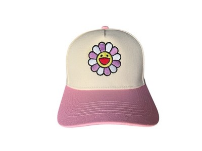 Daisy Flowers Colorful Embroidered Patch,5 Panels Hats Unisex Sz On Beige Color