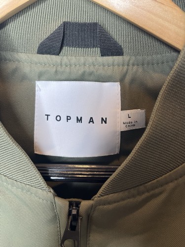 Topman Mens Bomber Olive Green Jacket- size Large - Picture 3 of 7