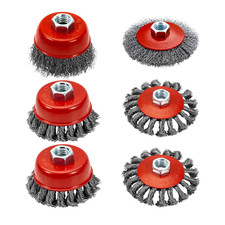 4 1/2" Angle Grinder Wire Wheel Set - 4 Inch & 3 Inch Knotted Coarse Crimped Whe
