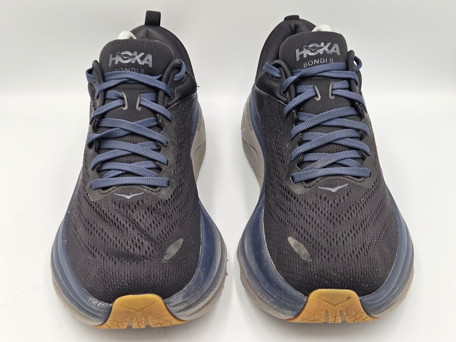 Hoka One One Bondi 8 Black Blue Running Shoes Mens Size 9 D 1123202 BCKRN thumbnail 3