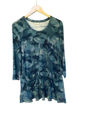 LOGO Lori Goldstein Tunic Top L/S Ruffle Hem Lagenlook L
