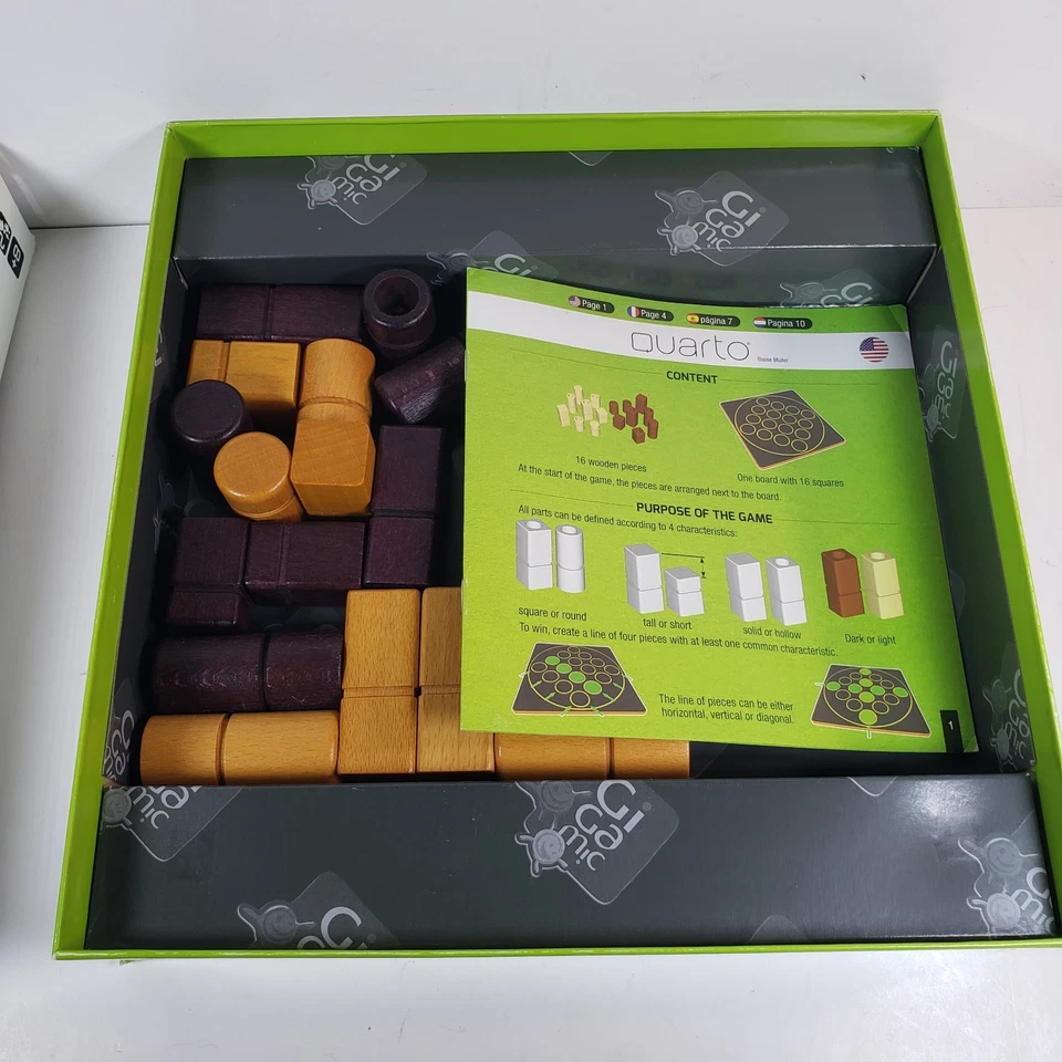 Quarto Board Game The Wooden Shape Stacking Challenge By Gigamic Complete  - Image 3 of 4