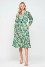 RAJ LYUDMILA DRESS Green Pink Floral 70’s Vibe Cotton India Women’s Size Medium