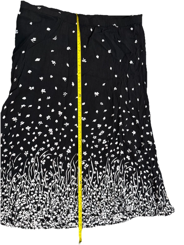 复古黑白花卉长裙。 XL 码 Cathy Daniels 弹性腰围 — 第 4/4 张图片