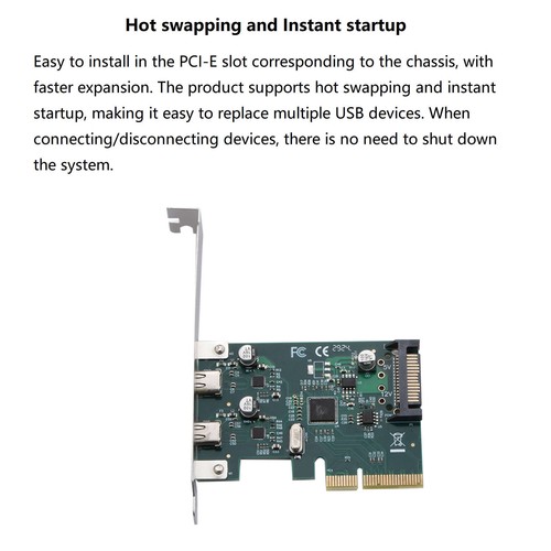 PCI-E 4x Express to USB 3.1 USB-C Type C Dual Port Add on Riser Expansion Card f - Picture 9 of 9