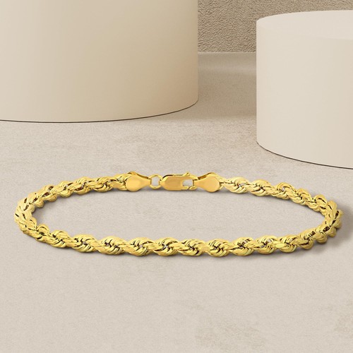 10K Real Gold Rope Chain Bracelet for Men and Women - Cadena de Oro para Homb... - Picture 2 of 6