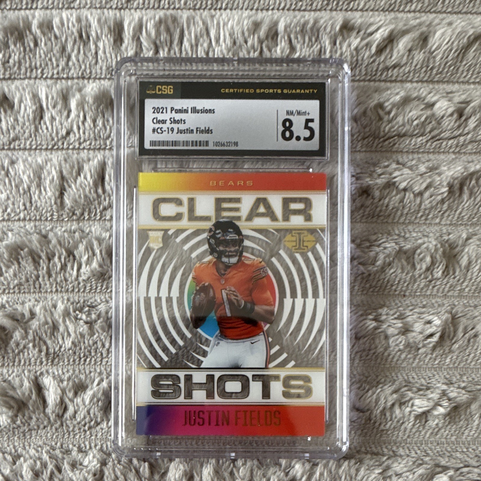 Panini 2021 Illusions Clear Shots Justin Fields Chicago Bears #CS-19 CSG 8.5