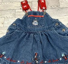Vintage Baby Dr. Seuss Blue Denim Dress Overalls Thing 1 And 2 Cat In Hat 3-6M