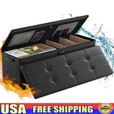 Fireproof Storage Ottoman Bench Water Resistant Lockable Chest Large Capacity US
