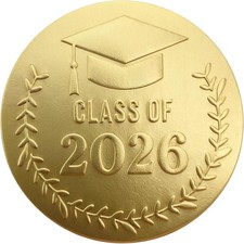 100 Pack Class of 2026 Graduation Stickers Gold Foil Embossed Labels for
