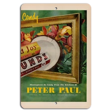 Vintage Candy Art: Retro Peter Paul Bars Metal Sign