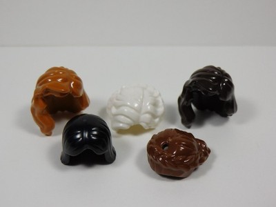 LEGO Lot of 5 Girl Hair Minifig Black Dark Brown White Brown Dark Orange S13