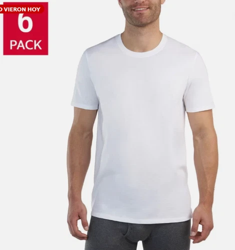 Kirkland Signature Men's Midweight Crew Neck Tee, 6-pack, White - product listing photo