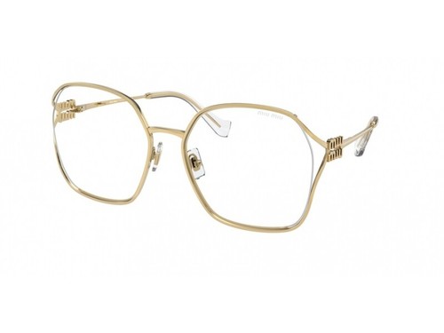 Miu Miu MUA54S 5AK08N Oval Sunglasses – Gold\\Clear Blue Light Filter Shop Miu Miu MUA54S Sunglasses Pale Gold/Light Blue Clear main image 2