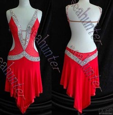 L2006 ballroom Rhythm Unique salsa Latin samba dance dress UK12 US 10 red