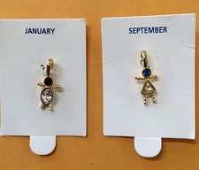 Set of 3 pcs.-Children Birthstone Charm Boy / Girl Pendant Gold Plated Resin