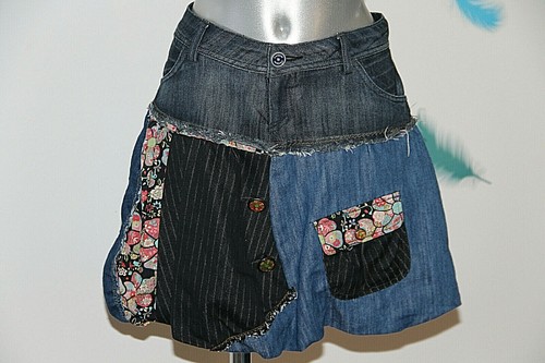 Bella Gonna Palloncino Patchwork IN jeans Desigual Taglia Grande 36  Francese 38 | eBay