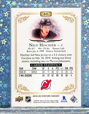 🏒 2019-20 Upper Deck Stature NICO HISCHIER #66 GREEN /149 New