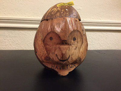 16 ounce Monkey Coconut Cup - Tiki Bar Heads open to hold removeable drink/cup