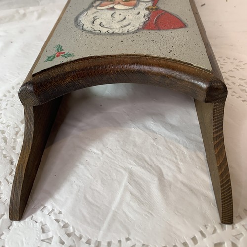 Vintage Handmade Wooden Noel Santa Sled Wall Hanging Décor 13.5 Inches Tall - Picture 9 of 10
