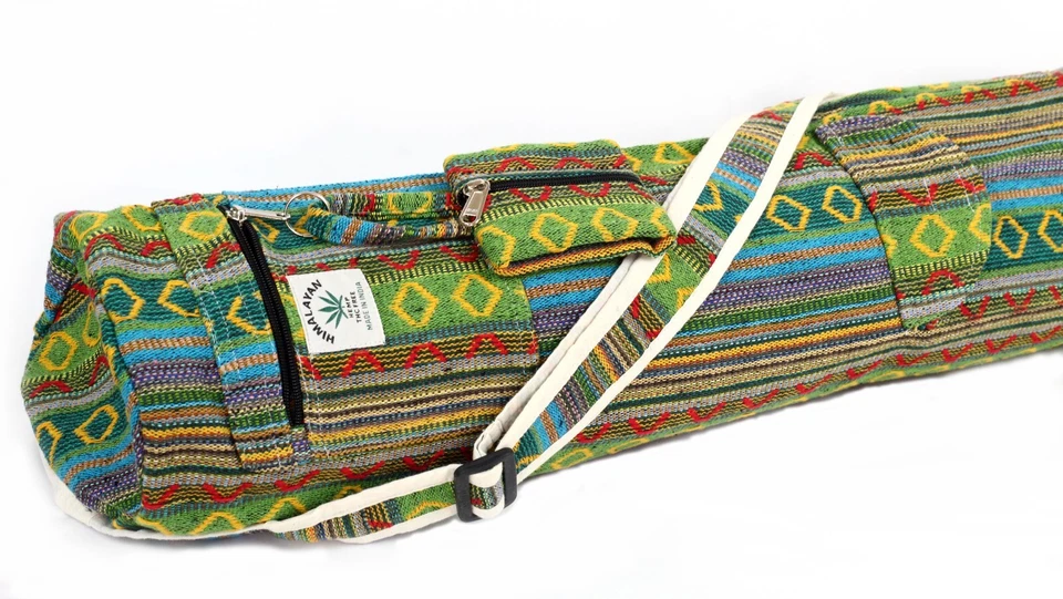 Mezcla de Algodón Cáñamo Yoga Mat Bolsa portadora Correa Ajustable Yoga Mat Portador Gimnasio Bolsa Foto 4 de 4