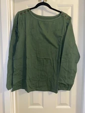 DENIM & CO Perfect Jersey Boat neck Long Sleeve Top DARK OLIVE sz XL