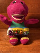 Vintage 2001 Sparkle 'N Sing Barney Plush Toy with Music and Lights Tested Works