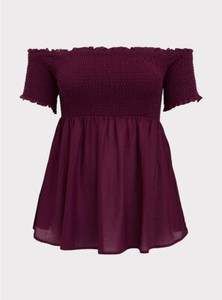 smocked off the shoulder peplum top