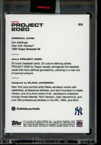 Topps Project 2020 #33 Don Mattingly 1984 Card by Blake Jamieson with Box SP - Picture 2 of 2