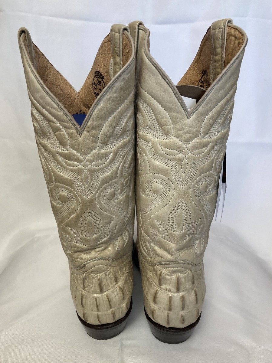 PISTOLERO BOOTS/ 9 EE / BONE GENUINE LEATHER /CAIMAN TAIL PRINT