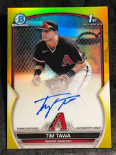 2023 Bowman Chrome 1st YELLOW REFRACTOR PROSPECT ROOKIE AUTO Tim Tawa 73/75